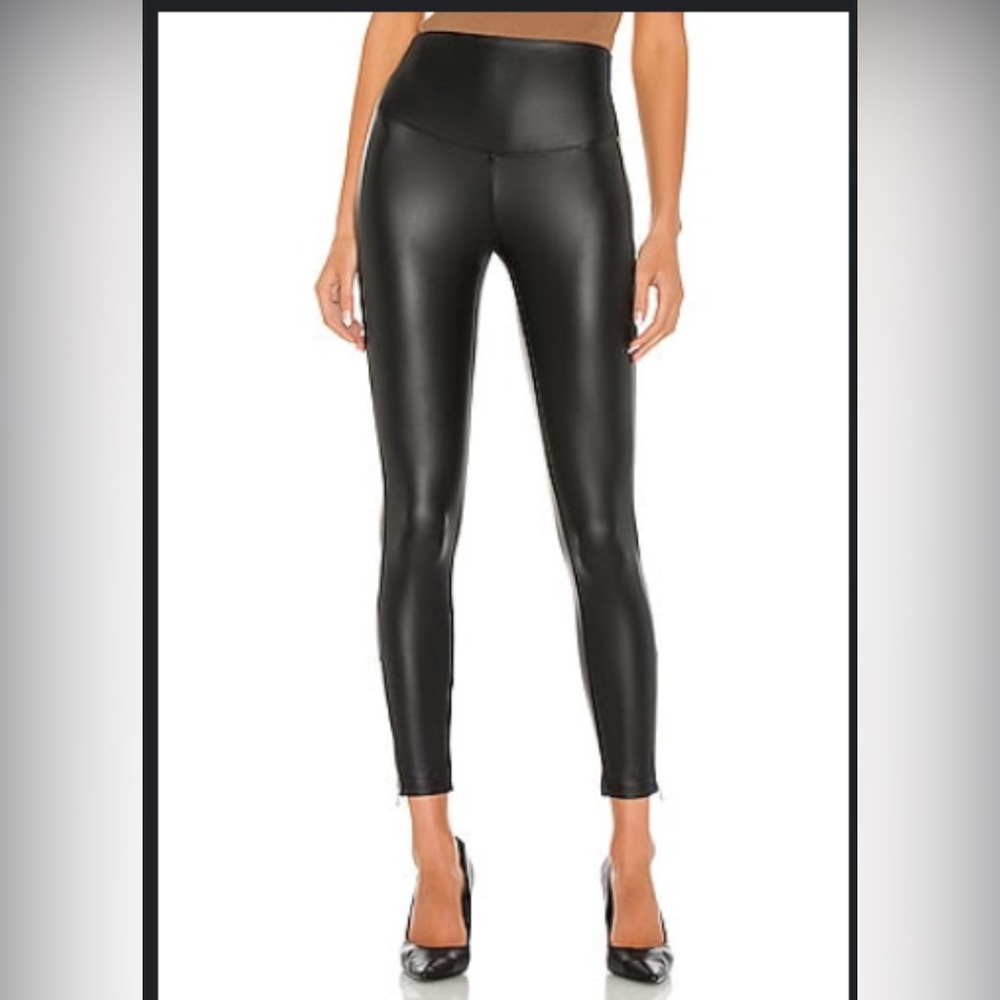 Yummie Faux Leather Black Leggings size Large (worn twice)